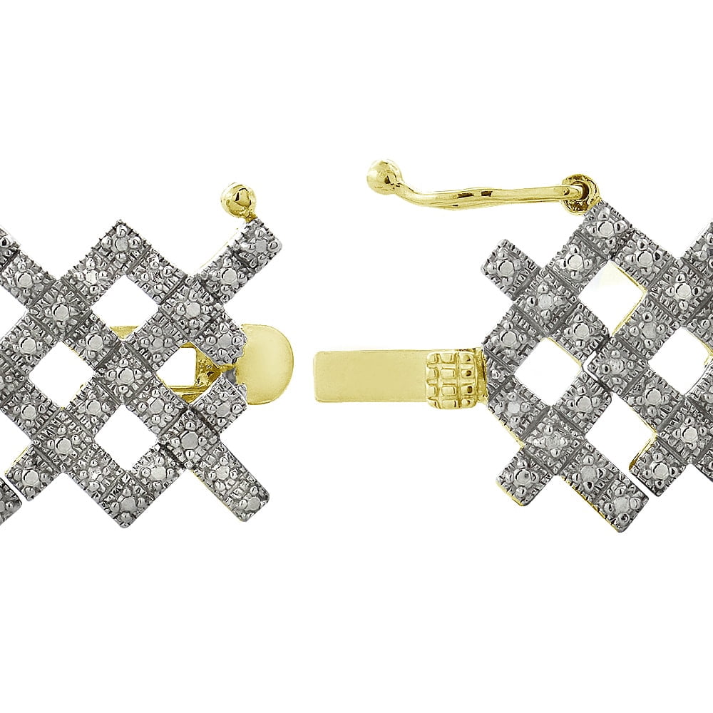 Silver Tone 2 Ct Diamond Criss-Cross Bracelet