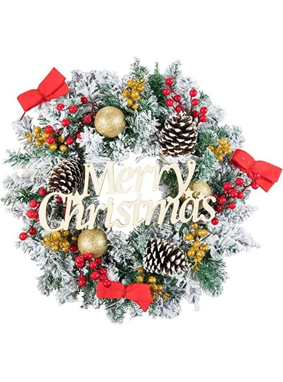 Flocked Christmas Wreaths in Christmas Wreaths