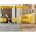 thumbnail image 4 of SEYNAR Oversized Glam Velvet Pumpkin Barrel Accent Chair,Modern Upholstered Cream Side Sofa Armchair for Living Room,Vanity (Yellow), 4 of 11