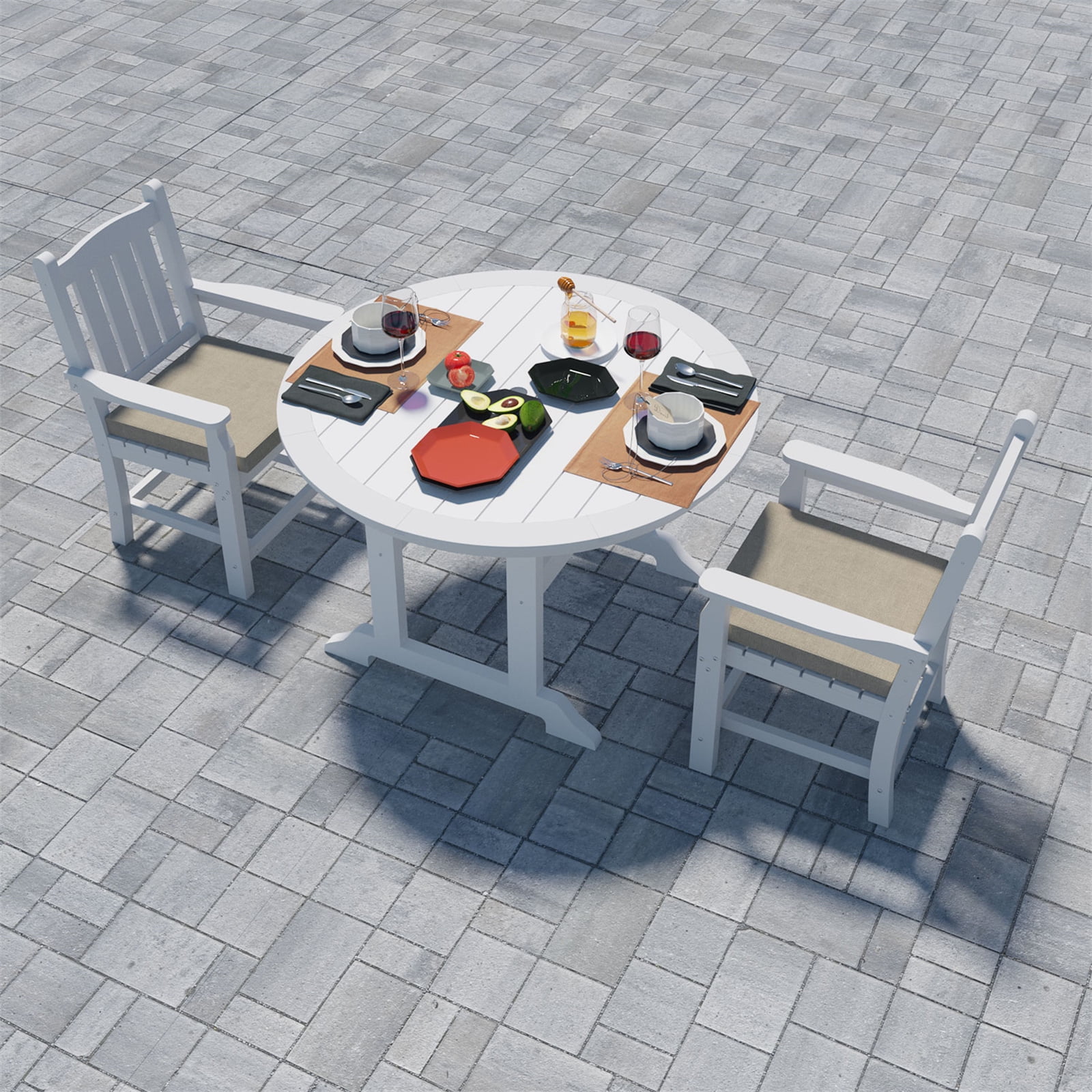 Williamspace Patio Dining Table, 48" Round 4 Person All Weather Outdoor