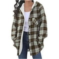 thumbnail image 2 of Fartey Women's Flannel Fleece Shacket Jacket Plaid Button Down Long Sleeve Hooded Jackets 2025 Fall Winter Warm Coat with Pockets, 2 of 9
