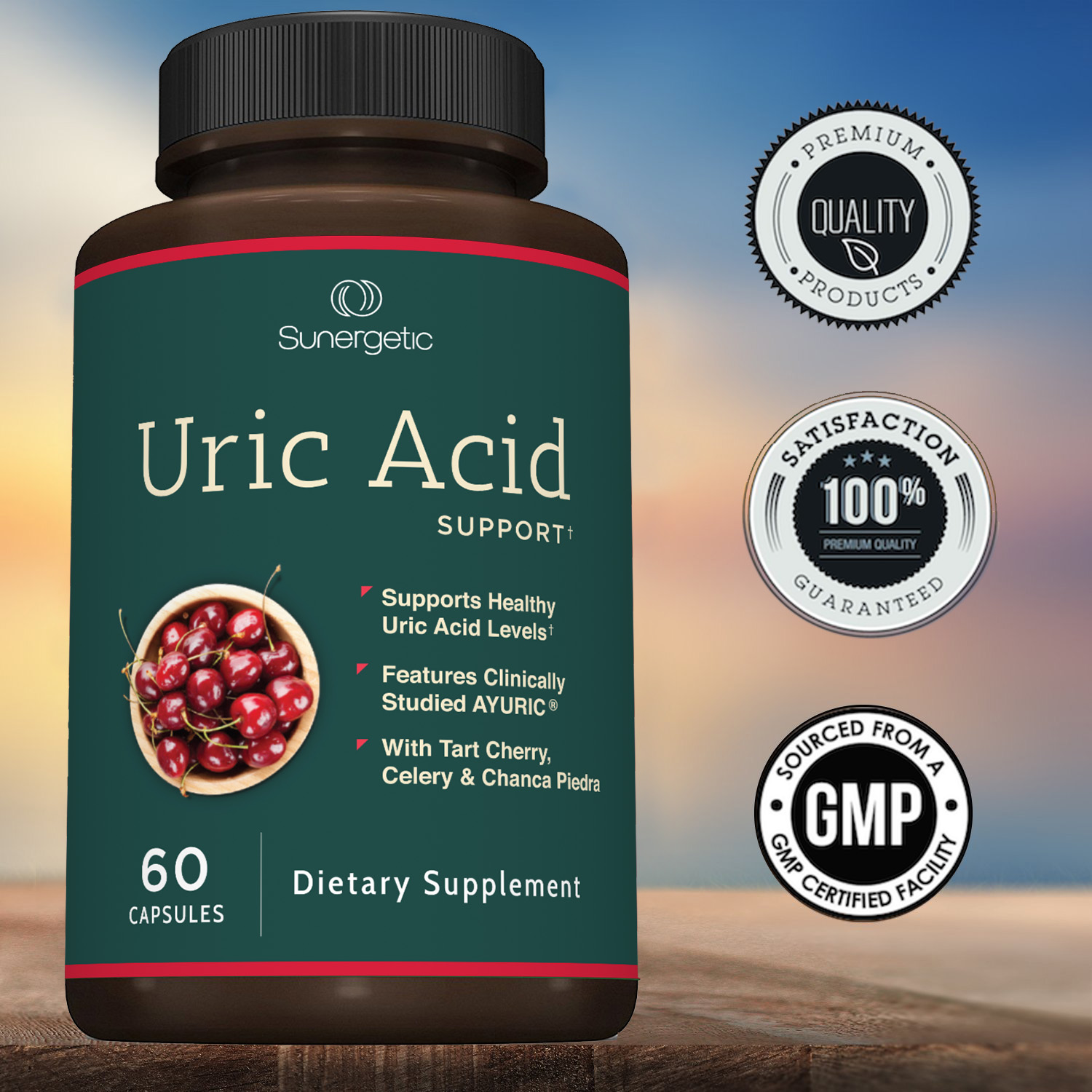 Premium Uric Acid Support Supplement  Uric Acid Formula & Urinary Tract Support  Includes Tart Cherry, Chanca Piedra, Celery Extract & Cranberry  60 Veggie Capsules