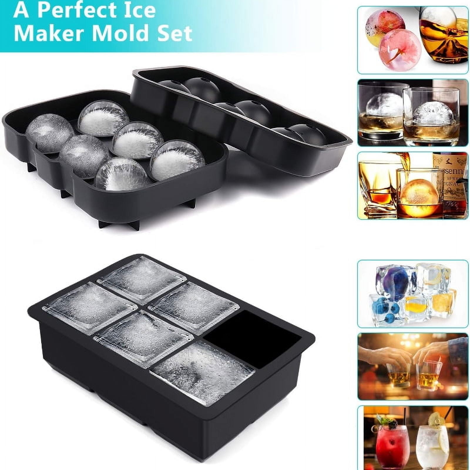 6/8Grid Ice Ball Maker Silicone Ice Cube Mold Tray DIY Freeze Ice Maker Kitchen Barware Tools Perfect for Freezer Cocktail