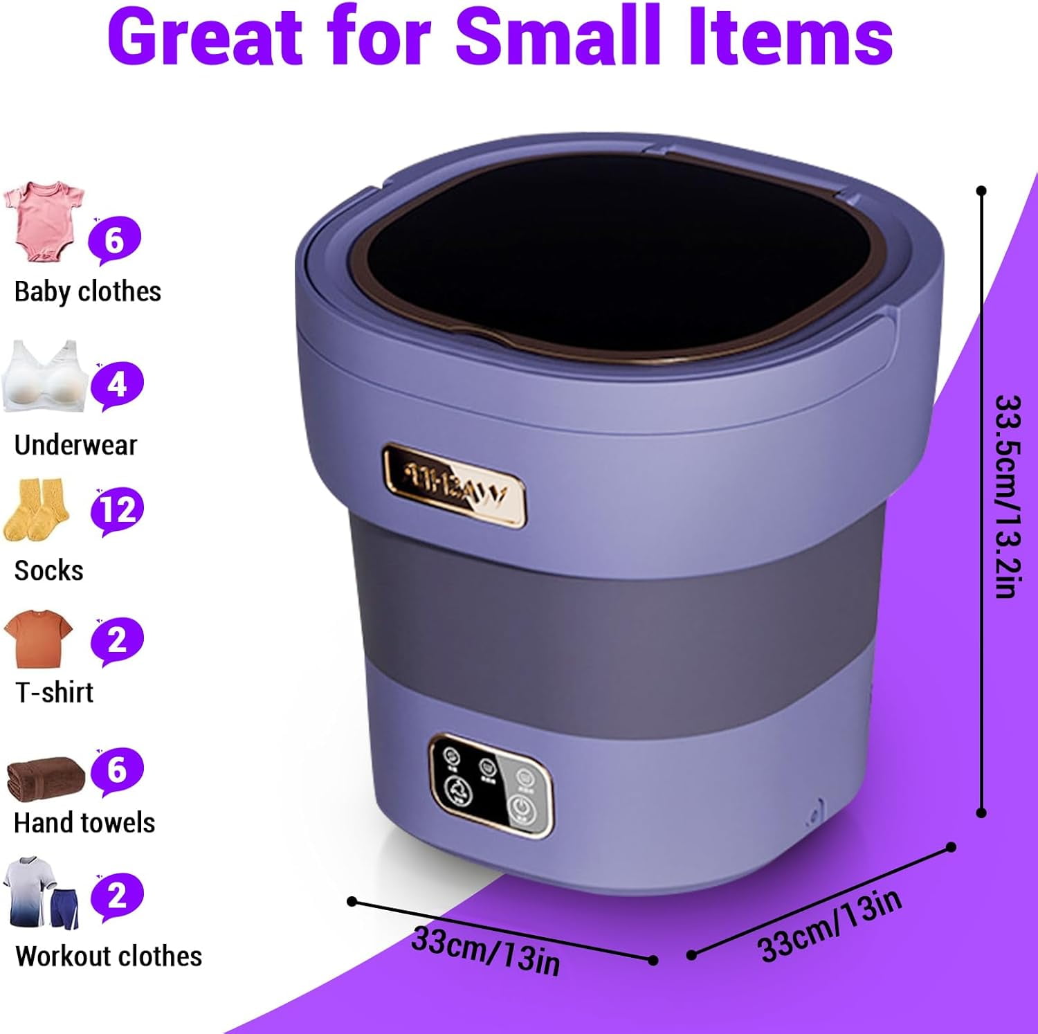Portable Washing Machine,12L Upgraded Mini Washing Machine for Underwear, Baby Clothes Socks and Small Items,Foldable Washer Cleaning for Apartments, Dorm,RV