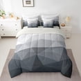 thumbnail image 2 of jejeloiu Gradient White Gray 7 Pieces Bedding Comforter Set,Stereoscopic Abstract Geometric Full Bedding Set,Modern Abstract Aesthetic Fitted Sheet Flat Sheet,Luxury Bedroom Decor Reversible, 2 of 8