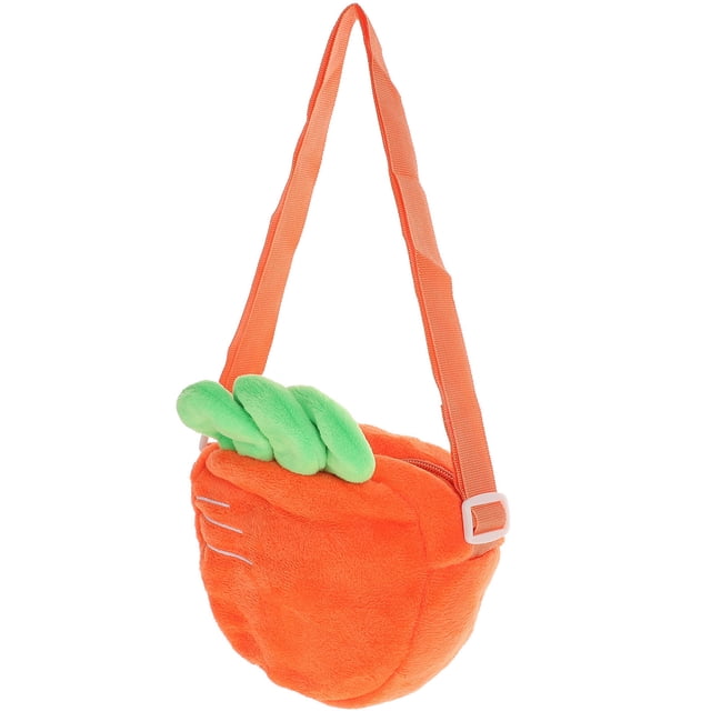 1 bolsa de peluche con forma de zanahoria, elegante bolso de hombro para niñas, decorativo para móvil y llaves