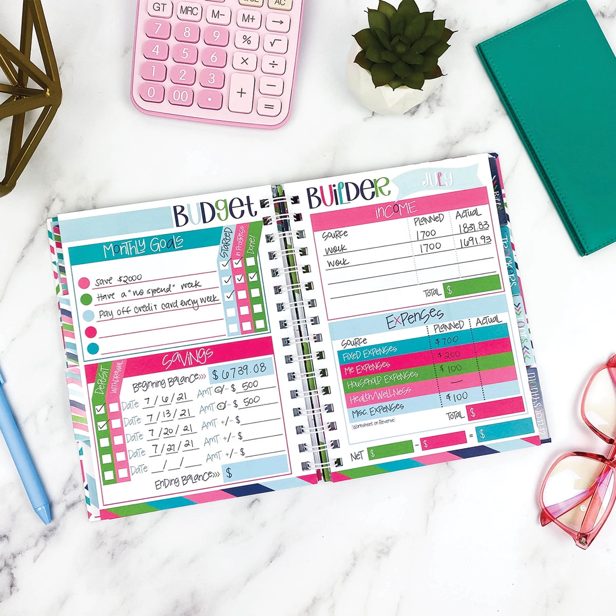 Denise Albright® Budget Binder™ 12-Month Financial Planner with 722 Stickers, Bill & Expense Tracker, Money Management Organizer