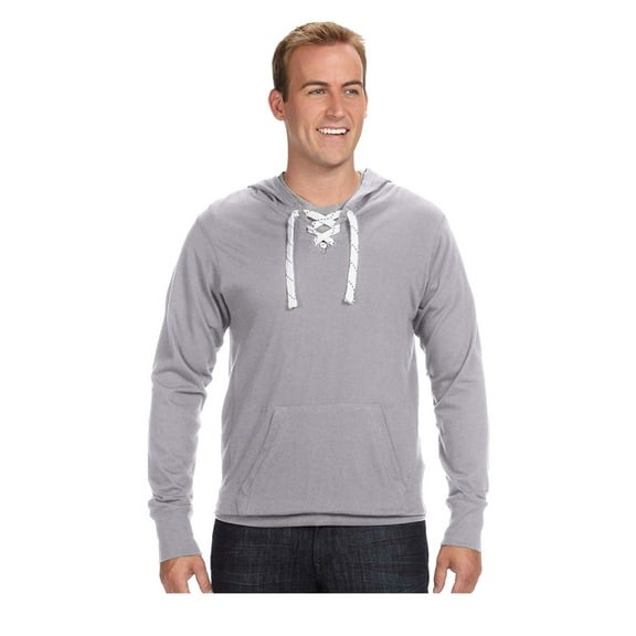J America Men's Sport Lace Drawcord Front Placket Jersey Hoodie, Style J8231