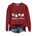 thumbnail image 1 of YVNAURA Women's “Ladies Tonight WE FLY” Letter Print Hoodie Oversized Witch Halloween Pullover Sweatshirt Hocus Pocus Graphic Top for Spooky Season Party Daily Wear 1 Pack, Wine,S, 1 of 3