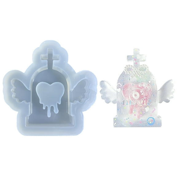 YIEMEEN Love-heart Wing Tombstone Resin Shaker Filler Quicksand Mould Resin Mold for DIY