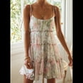 thumbnail image 4 of Vestido Bohemio Floral de Verano 2025 para Mujer, Corto, Sin Mangas, con Volantes y Tirantes Finos. Rosa Verde M, 4 of 10