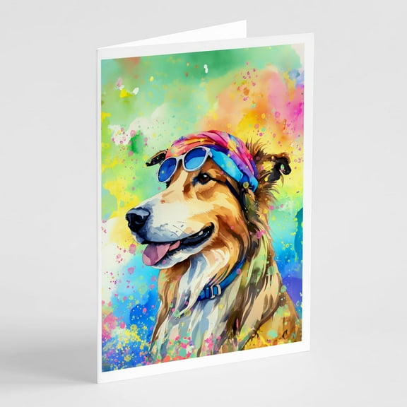 Collie Hippie Dawg Greeting Cards Pack of 8 7 in x 5 in