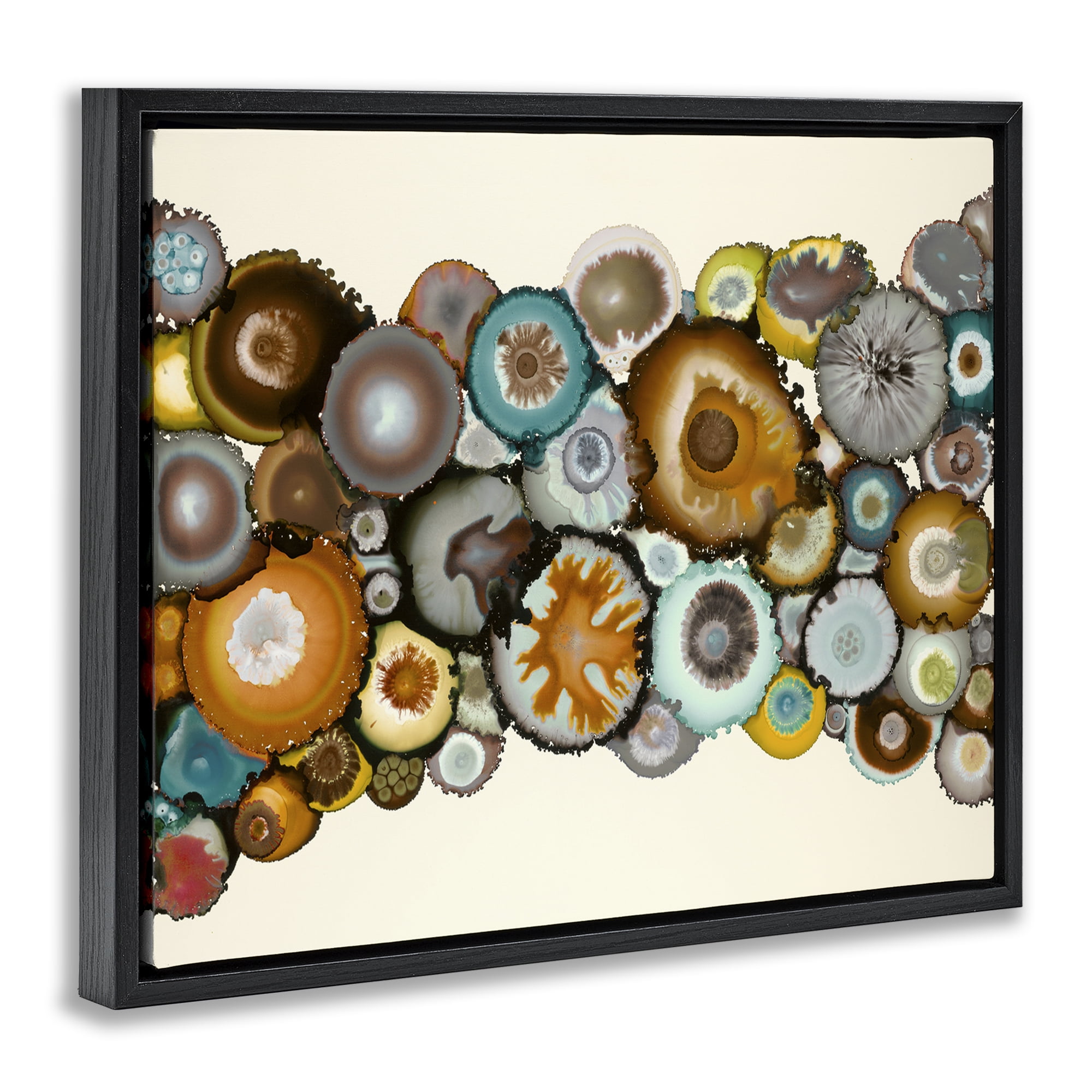 Stupell Industries Various Agate Clusters Abstract Painting Black Floater Framed Canvas Art Print Wall Art, 31 x 25