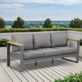 thumbnail image 3 of BPS Outdoor Couch 3-Seater Patio Aluminum Sofa Furniture, All-Weather Metal Deep Seat Chairs with Washable Thick Cushion, Dark Grey, 3 of 9