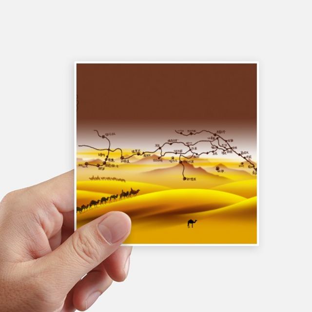 Desert Along the Way to the Silk Road Map Sticker Square Waterproof Stickers Wallpaper Car Decal