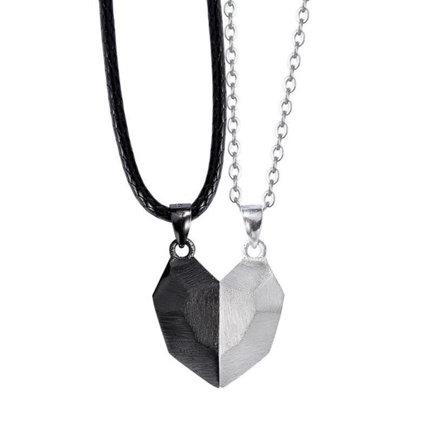 1 Par De Collares De Encanto De Piedra De Corazón Magnético/Gargantilla Colgante A Juego De Moda Pareja/Accesorios De Joyería Para Amantes Para Niño Niña Amigo