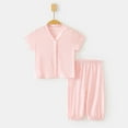 thumbnail image 2 of Chbgutlmr Girls Clothes Lounge Sets Kids Button up Short Sleeve V Neck Tops Baggy Pants Cotton Comfy Outfits, 2 of 6