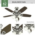 thumbnail image 3 of Hunter 42 inch Indoor Ceiling Fan with LED Lights - Ceiling Fan with Pull Chain, For Bedroom or Living Room, Standard Mount, No Remote, 5 Blades, Includes Bulbs - Builder 52106, Brushed Nickel, 3 of 16