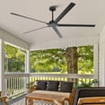 thumbnail image 6 of Parrot Uncle 72" Industrial Outdoor IPX4 Waterproof Black Aluminum Windmill Ceiling Fan with Remote Control, Ceiling Fan without Light, 6 of 19