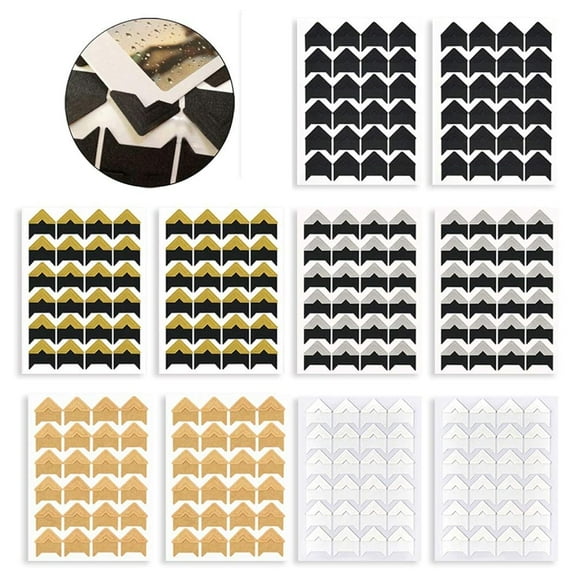 Photo Corners Self Adhesive Stickers for DIY Scrapbook, Photo Album, Trip Journal, Memory Book or Dairy (240 Pieces Multicolored)