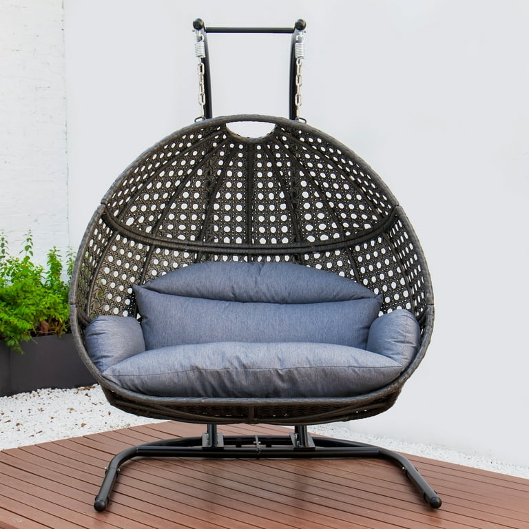 Qilliinn Wicker Suspension Two Seater Swing Chair With Stand and