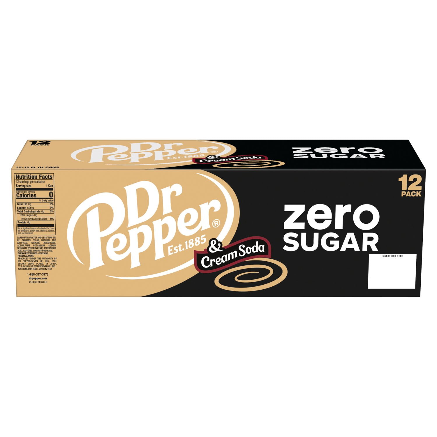 2 Pack - Dr Pepper Cream Zero 12Pk12Oz Can Package May Vary