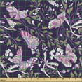 thumbnail image 2 of Ambesonne Spring Fabric by the Yard Upholstery, Butterflies Floral Branches, 10 Yards, Dark Purple Multicolor, 2 of 5