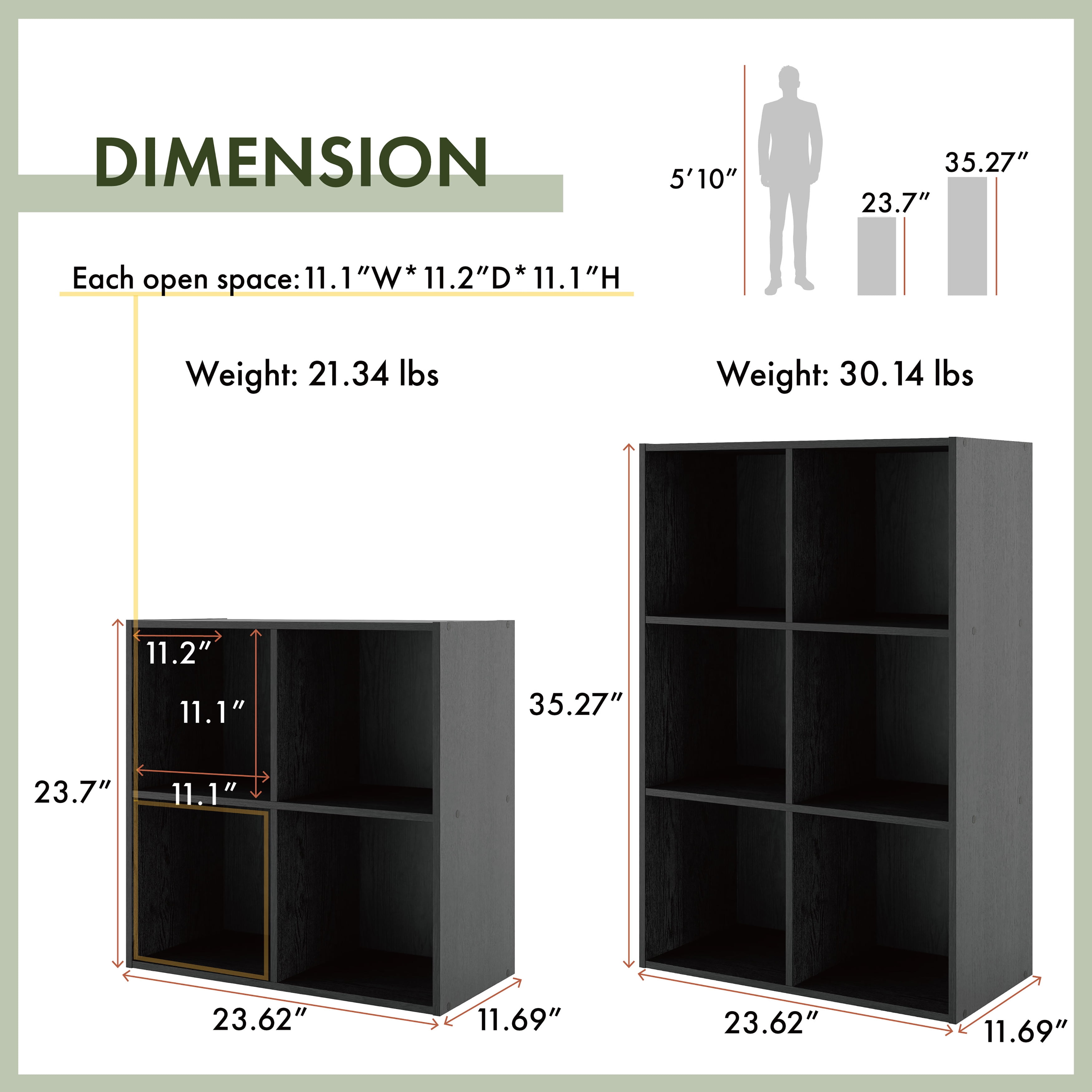 Furniture of America Brooks Stackable 6-Cube Wood Black Bookcase