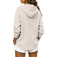 thumbnail image 3 of Half Zipper Women's Hoodie Womens Sweatshirts Trendy Women Oversized Long Sleeve Sweater Tops Clothes for College Students Holiday Party Blouses Ladies Sweatshirts，Beige，2XL, 3 of 9
