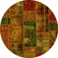 thumbnail image 1 of Ahgly Company Machine Washable Indoor Round Oriental Yellow Modern Area Rugs, 5' Round, 1 of 4