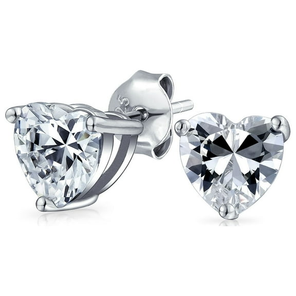 .50 Ct Cubic Zirconia Heart Shaped CZ Solitaire Stud Earrings for Women for Girlfriend 925 Sterling Silver 5MM