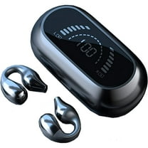 Mini Wireless Ear Clip Bone Conduction Earbuds Open Headphones Bluetooth for Android iPhone, On Sport Waterproof Outer Cycling Running Workout Buds Black