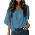 thumbnail image 2 of Babysbule Womens Summer Top Women's Casual Draped V-neck Flared Sleeve Loose Shirt Top, 2 of 8
