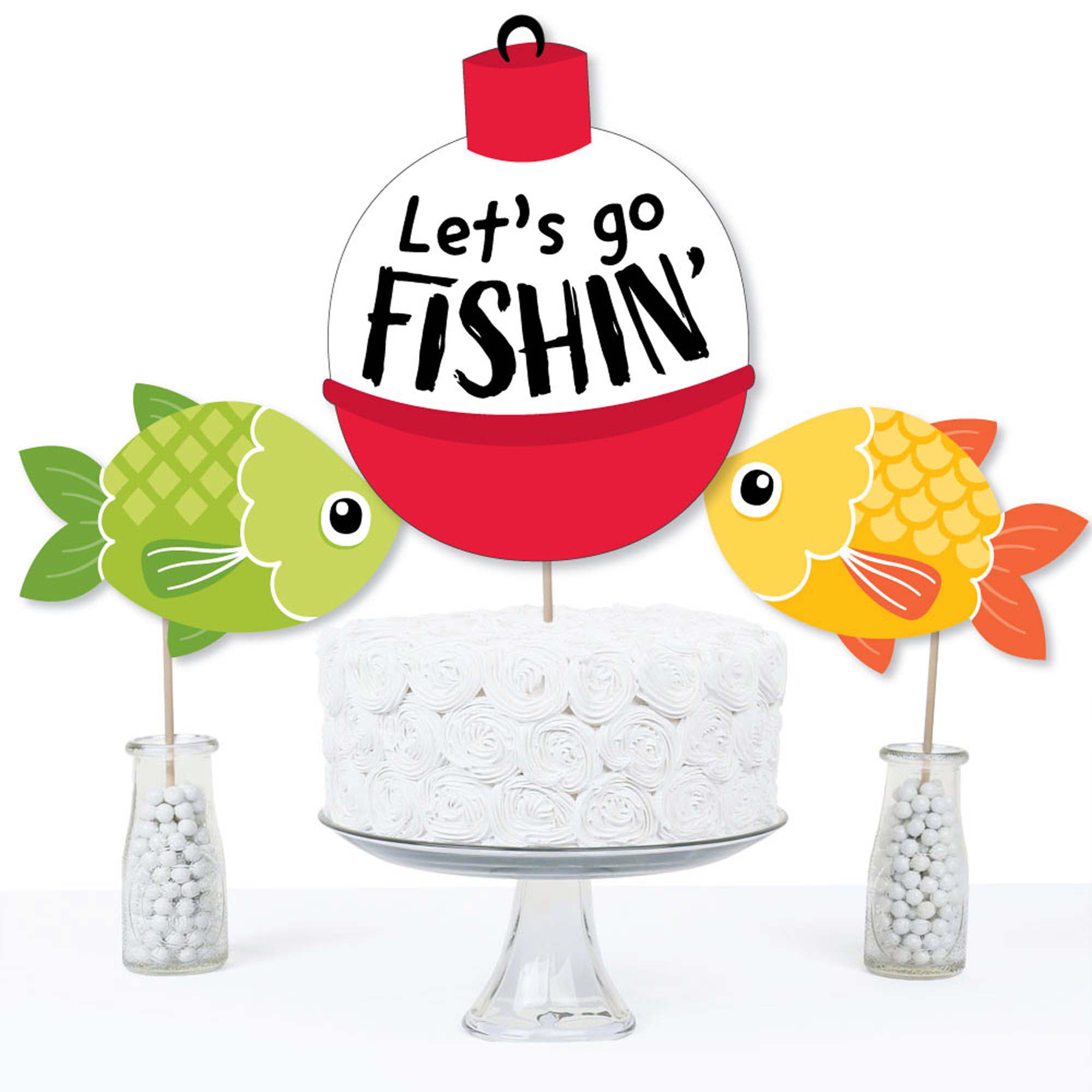 Big Dot Of Happiness Let's Go Fishing - Table Decor - Fish Party Fold &  Flare Centerpieces - 10 Ct