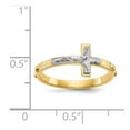 thumbnail image 3 of Solid 14k Yellow and White Gold Two Tone Crucifix Cross Rosary Ring Band Size 7, 3 of 6