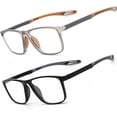 thumbnail image 2 of 2 Pack Reading Glasses for Men，Sports Style Blue Light Blocking Readers with Anti Glare Filter Lightweight Eyeglasses, 2 of 7