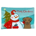 thumbnail image 1 of Carolines Treasures BB1854PILLOWCASE Snowman With Chocolate Labrador Fabric Standard Pillowcase, 1 of 2