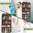 thumbnail image 5 of PAVILIA Hanging Toiletry Bag Men Women, Travel Kit Foldable Toiletries Organizer, Roll up Cosmetics Makeup Bag Accessories, Waterproof Essentials Dopp Case (Brown), 5 of 7
