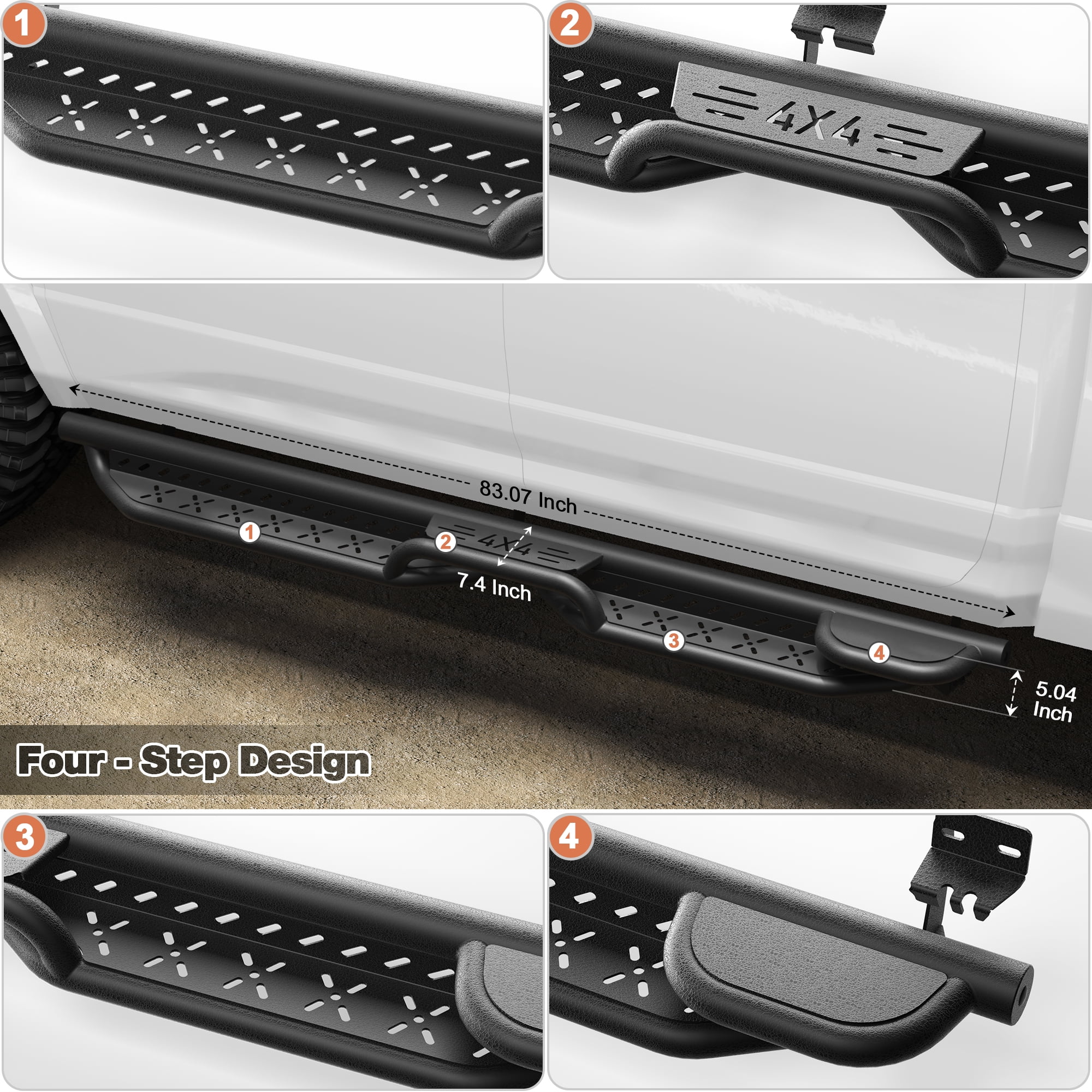 POFENZE Running Boards Side Steps Compatible with 2009-2018 Dodge Ram 1500 (Including 2019-2025 Classic), 2010-2025 Ram 2500/3500 Crew Cab Black Nerf Bars
