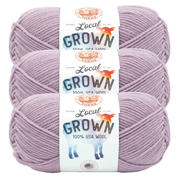 Lion Brand Yarn Local Grown Lilac Medium Wool Purple Yarn 3 Pack