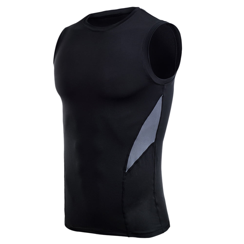 Sub Sports Heat Stay Cool Semi Compression Sleeveless Top Black Vest Gym Running 