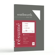 Southworth Resume Paper, 8.5" x 11", 24 lb./89 Gsm, 100% Cotton, Wove Finish, White, 100 Sheets