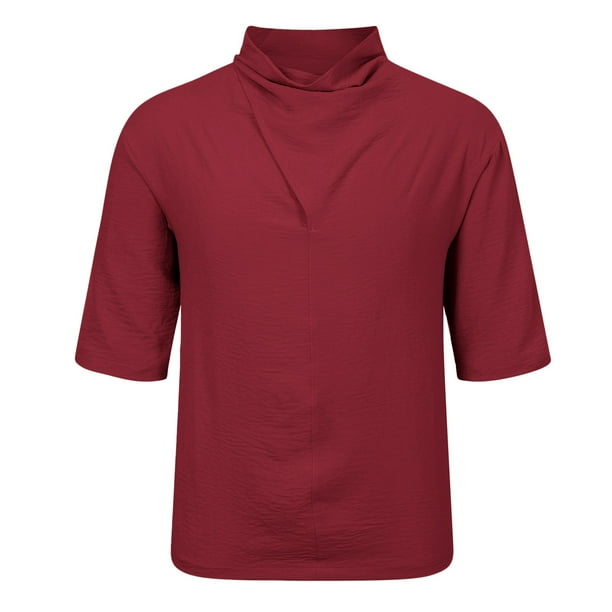 Camisa de manga corta irregular de seda helada para hombre - Diseño de pelo oscuro, mezcla de algodón