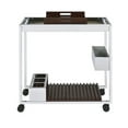 thumbnail image 2 of Benjara Metal and Wood Serving Cart with Tray and Floating Shelf, Brown and White, 2 of 6