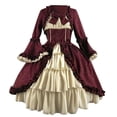 thumbnail image 1 of Vestido HUOGUO, corte gótico vintage, cuello cuadrado, patchwork, 1 of 4