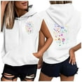 thumbnail image 4 of Sombrero Superior para las Mujeres Manga Corta Delantera Y Trasera Impresa Cuerda de Bolsillo con Capucha Sudadera Superior, Desgaste Casual Toda la Temporada, 4 of 6