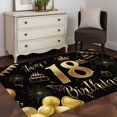 thumbnail image 5 of 4x6 Area Rugs, Happy 18th Birthday Non-Skid Rubber Backing Large Rectangle Rugs - Living Room Bedroom Home Office, Black Golden Balloon Cake Fireworks Indoor Floor Mat Carpets Washable Rug, 5 of 9