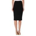 thumbnail image 3 of Women's Elastic High Waist Stretch Comfy Office Work Wear Solid Midi Skirt S-3XL, 3 of 6