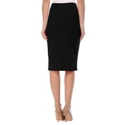 Womens Elastic High Waist Stretch Comfy Office Work Wear Solid Midi Skirt S-3XL