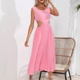 thumbnail image 1 of Lenago Robes d'Été Grande Taille pour Femmes Mode Femmes Robe d'Été Col Rond Robe de Poupée Imprimé à Pois Robe Plissée Sans Manches Robes de Plage de Fête en Liquidation, 1 of 6